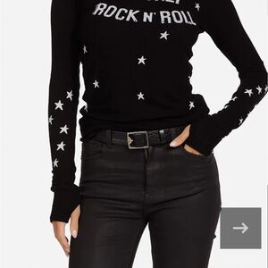 Lauren Moshi Black Star Long Sleeve Top